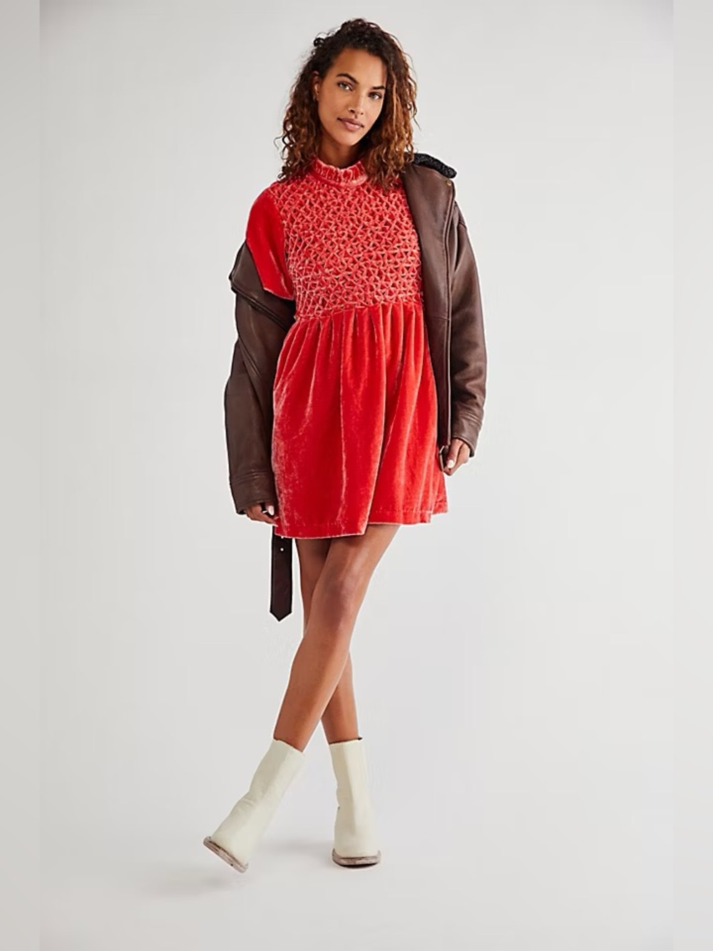 Free People Gum Drop Velvet Mini Dress